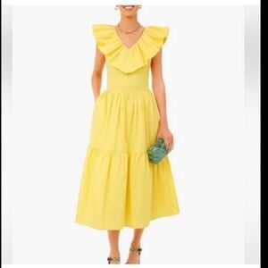 NWT Tuckernuck Hyacinth House Yellow Ruffle Josie Maxi Dress Sz. M